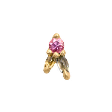 Petite Pink & Green Posy Stud Earring - 12065